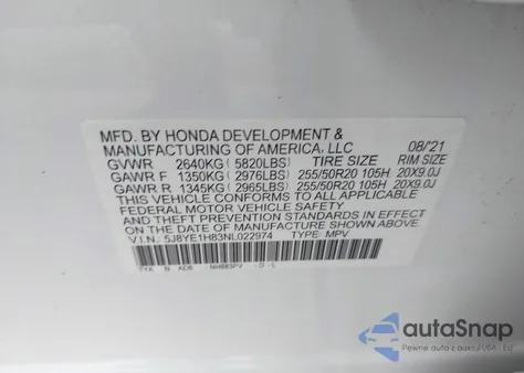2022 Acura Mdx Advance Package from USA, damaged, VIN 5J8YE1H83NL022974